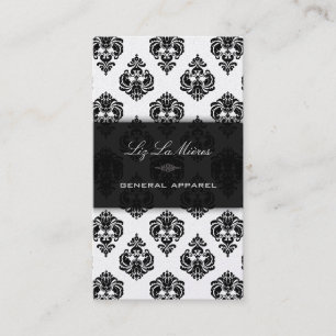 PixDezines Black Rossellini Damask Visitekaartje
