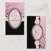 PixDezines Black, Roze Fidora Damask Visitekaartje (Voorkant / Achterkant)