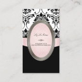PixDezines Black, Roze, White Florentius Damask Visitekaartje (Achterkant)