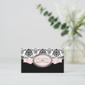 PixDezines Black, Roze, White Florentius Damask Visitekaartje (Staand voorkant)