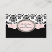 PixDezines Black, Roze, White Florentius Damask Visitekaartje (Voorkant)
