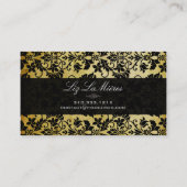 PixDezines Black Tanza Damask Visitekaartje (Achterkant)