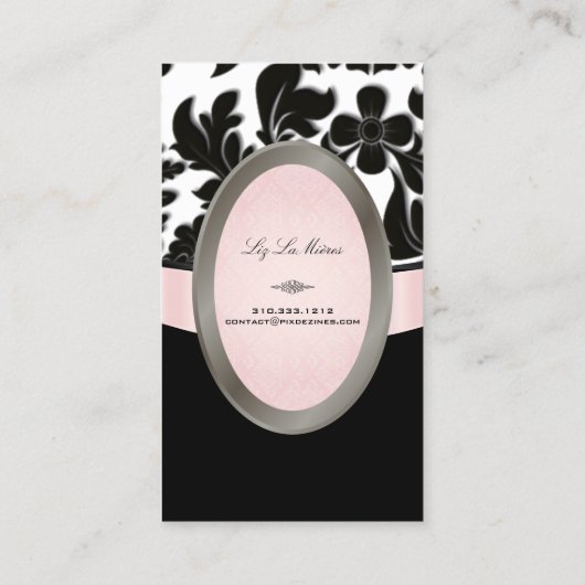 PixDezines Black Velvet Barok Damask Visitekaartje (Achterkant)