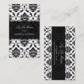 PixDezines Black Vendome  Damask Visitekaartje (Voorkant / Achterkant)