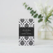PixDezines Black Vendome  Damask Visitekaartje (Staand voorkant)