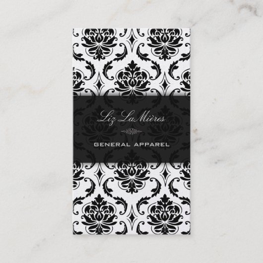 PixDezines Black Vendome  Damask Visitekaartje (Voorkant)