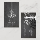 PixDezines Black+White Chandelier Chalkboard Visitekaartje (Voorkant / Achterkant)