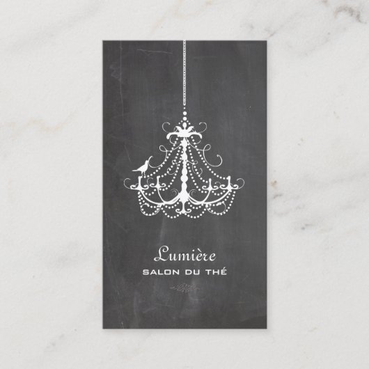 PixDezines Black+White Chandelier Chalkboard Visitekaartje (Voorkant)
