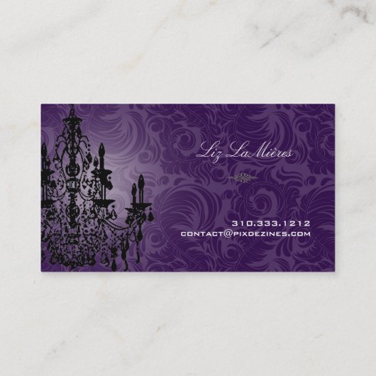 PixDezines Black+White Chandelier/DIY-achtergrond Visitekaartje (Achterkant)