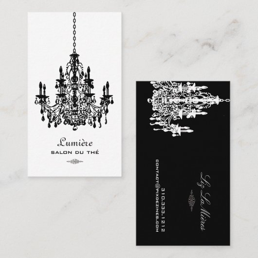 PixDezines Black+White Chandelier/DIY-achtergrond Visitekaartje (Voorkant / Achterkant)