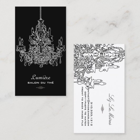 PixDezines Black+White Chandelier/DIY-achtergrond Visitekaartje (Voorkant / Achterkant)