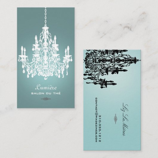 PixDezines Black+White Chandelier/DIY-achtergrond Visitekaartje (Voorkant / Achterkant)