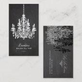 PixDezines Black+White Chandelier/kalkboard Visitekaartje (Voorkant / Achterkant)