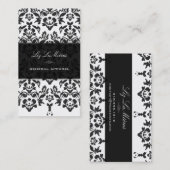 PixDezines Black+White Haute Couture Damask Visitekaartje (Voorkant / Achterkant)