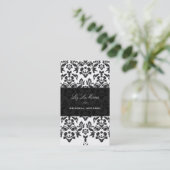PixDezines Black+White Haute Couture Damask Visitekaartje (Staand voorkant)