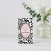 PixDezines Black, White Leopard spots Visitekaartje (Staand voorkant)