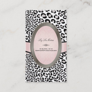 PixDezines Black, White Leopard spots Visitekaartje