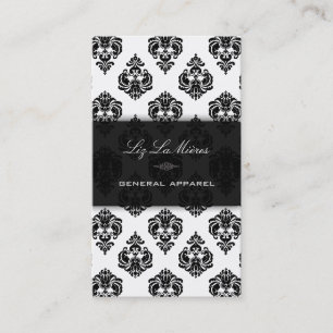 PixDezines Black+White Rossellini Vintage Damast Visitekaartje