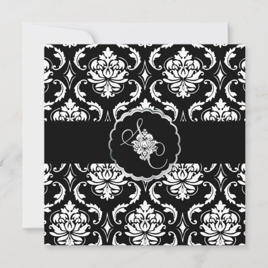 PixDezines Black+White Vendome Damask Kaart (Voorkant)