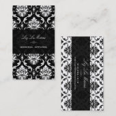 PixDezines Black+White Vendome Damask Visitekaartje (Voorkant / Achterkant)