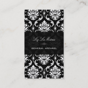 PixDezines Black+White Vendome Damask Visitekaartje