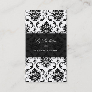 PixDezines Black+White Vendome  Damask Visitekaartje