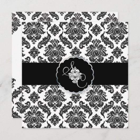 PixDezines Black+White Venezia Damask Kaart (Voorkant / Achterkant)