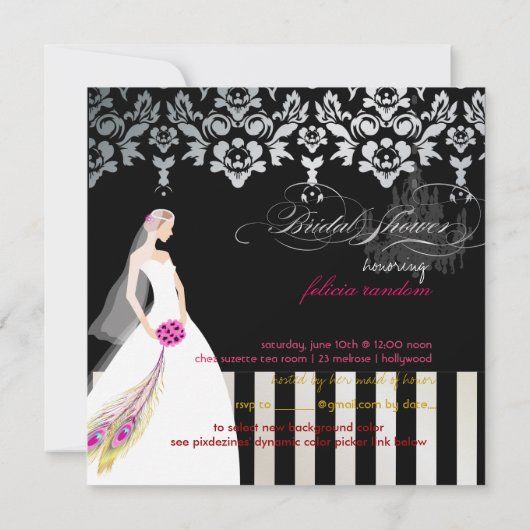 PixDezines Black+White Wedding Cake Kaart (Achterkant)