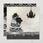 PixDezines Black+White Wedding Cake Vrijgezellenfe Kaart (Voorkant / Achterkant)