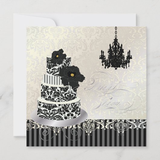 PixDezines Black+White Wedding Cake Vrijgezellenfe Kaart (Voorkant)