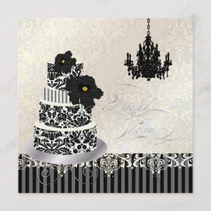 PixDezines Black+White Wedding Cake Vrijgezellenfe Kaart
