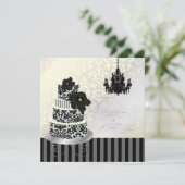 PixDezines BLACK+WHITE WEDDING CAKE VRIJGEZELLENFE Kaart (Staand voorkant)