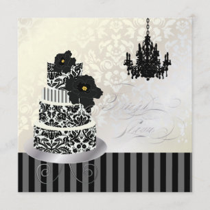 PixDezines BLACK+WHITE WEDDING CAKE VRIJGEZELLENFE Kaart