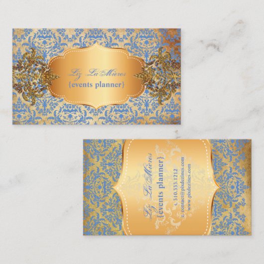 PixDezines  blauw céline damask Visitekaartje (Voorkant / Achterkant)