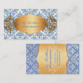 PixDezines  blauw céline damask Visitekaartje (Voorkant / Achterkant)