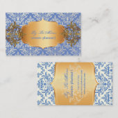 PixDezines  blauw céline damask Visitekaartje (Voorkant / Achterkant)