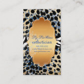 PixDezines blauw +cheetah+zebra Visitekaartje (Achterkant)