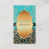 PixDezines blauw  kant+cheetah Visitekaartje (Achterkant)