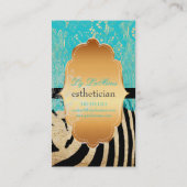 PixDezines blauw  kant+zebra Visitekaartje (Achterkant)