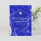 PixDezines Blauw Lapis Bar Mitzvah Kaart (Staand voorkant)