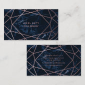 PixDezines Blauw Marble+Faux Roos Goud Ovaal Cut Visitekaartje (Voorkant / Achterkant)