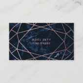 PixDezines Blauw Marble+Faux Roos Goud Ovaal Cut Visitekaartje (Voorkant)