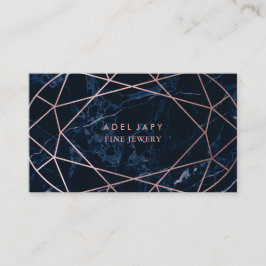 PixDezines Blauw Marble+Faux Roos Goud Ovaal Cut Visitekaartje