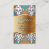 PixDezines blauw+sinaasappel Josephine Damask/DIY  Visitekaartje (Achterkant)