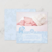 PixDezines blauw toile+olifant Aankondiging (Voorkant / Achterkant)