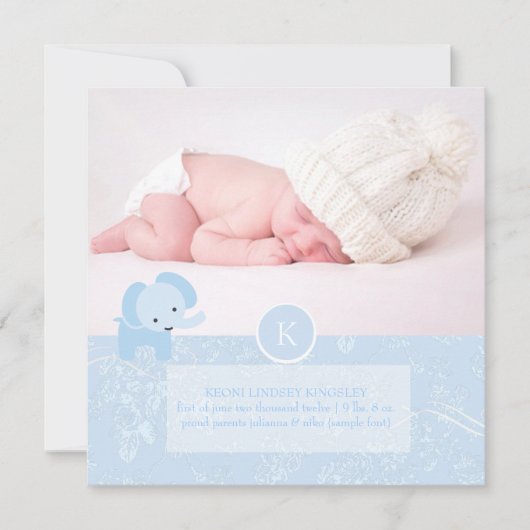 PixDezines blauw toile+olifant Aankondiging (Voorkant)