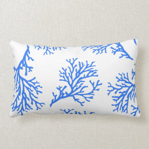 PixDezines blauw/wit/koraal/dij achtergrond Kussen