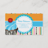 PixDezines blauwe bes wervelt cupcake + strepen Visitekaartje (Achterkant)