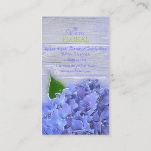 PixDezines blauwe brandkranen, bloemisten/houten p Visitekaartje (Achterkant)