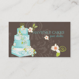 PixDezines blauwe bruidstaart/bakkerij/patisserie Visitekaartje